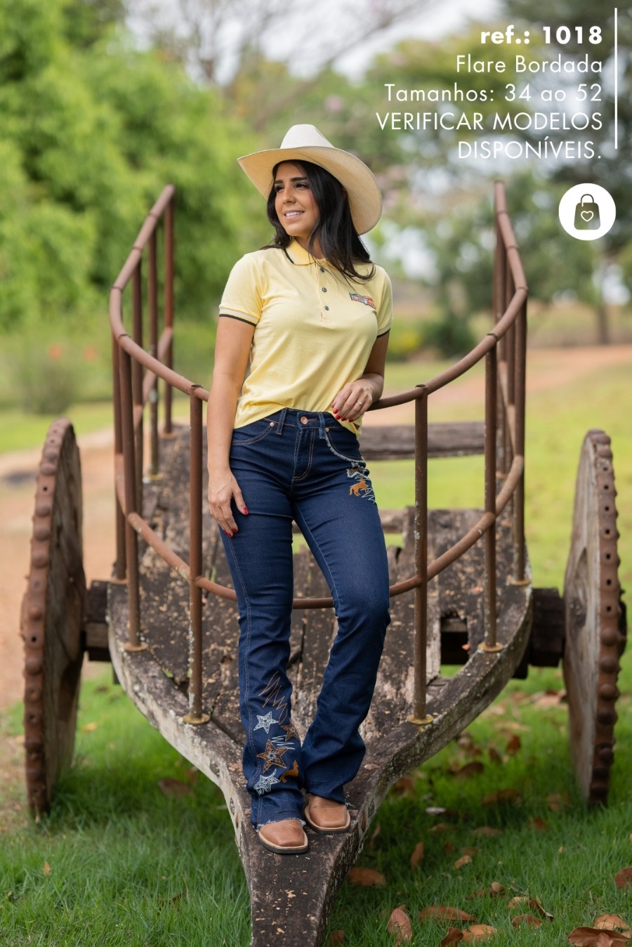 Calça Jeans Flare Bordada – Estilo Western Premium